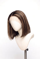 Silk Straight Bob Glueless Human Hair Wig in Shade T2-2/4/6 Brun Tissé, Multi-Tonal Brunette Highlights and Lowlights, by Kora Strand