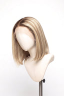 Silk Straight Bob Glueless Human Hair Wig in Shade T4-8/613 Rooted Ivory, Brown-Rooted Blonde Balayage, by Kora Strand