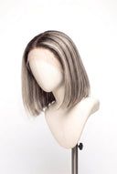 Silk Straight Bob Glueless Human Hair Wig in Shade T5-7/20 Mink Ash, Rooted Dark Ash Blonde Balayage Blend, by Kora Strand