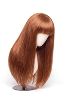 Silk Straight Fringe Glueless Human Hair Wig in Shade 30 Smoked Amber, Light Auburn with Copper Gold Undertones, by Kora Strand