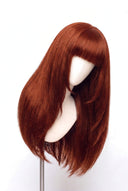 Silk Straight Fringe Layered Glueless Human Hair Wig in Shade 350 Copper Sol, Ginger Copper Red, by Kora Strand