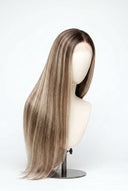 Silk Straight Glueless Human Hair Wig in Shade T8-8/60 Vanilla Drift, Butter and Icy Blonde Highlights and Lowlights, by Kora Strand