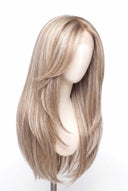 Silk Straight Layered Glueless Human Hair Wig in Shade 18/60 Pearl Grain, Beige and Creamy Blonde Highlights and Lowlights, by Kora Strand