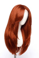 Silk Straight Layered Glueless Human Hair Wig in Shade 350 Copper Sol, Ginger Copper Red, by Kora Strand