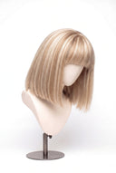 Yaki Straight Bob Fringe Glueless Human Hair Wig in Shade 18/22 Cream Oat, Beige and Vanilla Blonde Highlights and Lowlights, by Kora Strand