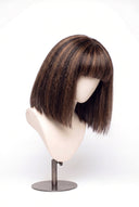 Yaki Straight Bob Fringe Glueless Human Hair Wig in Shade 2/6 Espresso Chestnut, Dark and Chestnut Brown Highlights and Lowlights, by Kora Strand