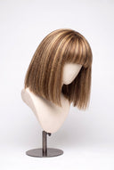 Yaki Straight Bob Fringe Glueless Human Hair Wig in Shade 6/27 Honeywood, Light Brown and Honey Blonde Highlights and Lowlights, by Kora Strand