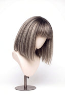 Yaki Straight Bob Fringe Glueless Human Hair Wig in Shade T5-5/55 Ash Halo, Rooted Ash Brown with Light Ash Blonde Highlights, by Kora Strand