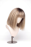 Yaki Straight Bob Fringe Glueless Human Hair Wig in Shade T8-8/60 Vanilla Drift, Butter and Icy Blonde Highlights and Lowlights, by Kora Strand