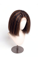 Yaki Straight Bob Glueless Human Hair Wig in Shade 2/6 Espresso Chestnut, Dark and Chestnut Brown Highlights and Lowlights, by Kora Strand