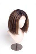 Yaki Straight Bob Glueless Human Hair Wig in Shade T2-2/4/6 Brun Tissé, Multi-Tonal Brunette Highlights and Lowlights, by Kora Strand