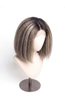 Yaki Straight Bob Glueless Human Hair Wig in Shade T5-5/55 Ash Halo, Rooted Ash Brown with Light Ash Blonde Highlights, by Kora Strand