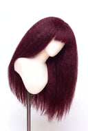 Yaki Straight Fringe Glueless Human Hair Wig in Shade 99J Wine Ink, Deep Burgundy Wine Red, by Kora Strand
