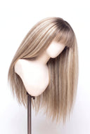 Yaki Straight Fringe Glueless Human Hair Wig in Shade T8-8/60 Vanilla Drift, Butter and Icy Blonde Highlights and Lowlights, by Kora Strand