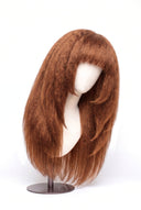 Yaki Straight Fringe Layered Glueless Human Hair Wig in Shade 30 Smoked Amber, Light Auburn with Copper Gold Undertones, by Kora Strand