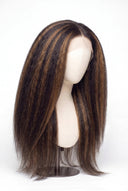 Yaki Straight Glueless Human Hair Wig in Shade 2/6 Espresso Chestnut, Dark and Chestnut Brown Highlights and Lowlights, by Kora Strand