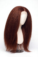 Yaki Straight Glueless Human Hair Wig in Shade 33 Auburn Éclat, Dark Auburn Copper Red, by Kora Strand