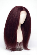 Yaki Straight Glueless Human Hair Wig in Shade 99J Wine Ink, Deep Burgundy Wine Red, by Kora Strand