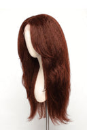 Yaki Straight Layered Glueless Human Hair Wig in Shade 33 Auburn Éclat, Dark Auburn Copper Red, by Kora Strand