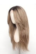 Yaki Straight Layered Glueless Human Hair Wig in Shade T8/60 Ash Bronde, Ash Brown to Ash Beige Blonde Balayage, by Kora Strand