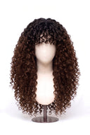 Deep Curl Echthaarperücke mit Pony