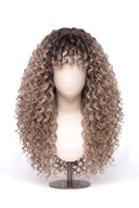 Deep Curl Echthaarperücke mit Pony