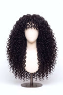 Deep Curl Echthaarperücke mit Pony
