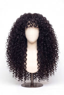 Deep Curl Echthaarperücke mit Pony und Stufen