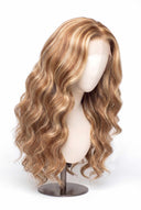 Body Wave Glueless Human Hair Wig in Shade 27/30 Apricot Flame, Golden Copper Blonde Highlights and Lowlights, by Kora Strand