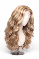 Body Wave Glueless Human Hair Wig in Shade 613/27 Golden Cream, Light and Honey Blonde Highlights and Lowlights, by Kora Strand