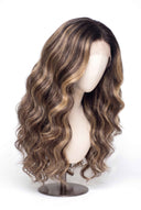 Body Wave Glueless Human Hair Wig in Shade T2-2/18 Espresso Halo, Dark Brown to Warm Beige Blonde Balayage, by Kora Strand