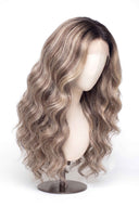 Body Wave Glueless Human Hair Wig in Shade T5-7/20 Mink Ash, Rooted Dark Ash Blonde Balayage Blend, by Kora Strand