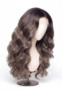Body Wave Glueless Human Hair Wig in Shade T5-9/55 Stone Melt, Rooted Ash Brown to Light Ash Blonde Balayage, by Kora Strand
