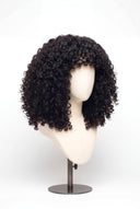 Deep Curl Bob Fringe Glueless Human Hair Wig Showing the Fringe and Defined Texture by Kora Strand