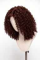 Deep Curl Bob Glueless Human Hair Wig in Shade 33 Auburn Éclat, Dark Auburn Copper Red, by Kora Strand