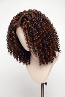 Deep Curl Bob Glueless Human Hair Wig in Shade 4/30 Toasted Amber, Medium Brown and Auburn Copper Highlights and Lowlights, by Kora Strand