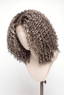 Deep Curl Bob Glueless Human Hair Wig in Shade T5-7/20 Mink Ash, Rooted Dark Ash Blonde Balayage Blend, by Kora Strand