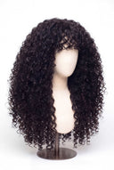 Deep Curl Fringe Layered Glueless Human Hair Wig Showing the Fringe and Defined Texture by Kora Strand