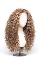 Deep Curl Glueless Human Hair Wig in Shade 18/22 Cream Oat, Beige and Vanilla Blonde Highlights and Lowlights, by Kora Strand