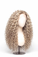 Deep Curl Glueless Human Hair Wig in Shade 18/60 Pearl Grain, Beige and Creamy Blonde Highlights and Lowlights, by Kora Strand