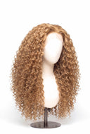 Deep Curl Glueless Human Hair Wig in Shade 27 Miel Doré, Honey Golden Blonde, by Kora Strand