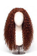 Deep Curl Glueless Human Hair Wig in Shade 33 Auburn Éclat, Dark Auburn Copper Red, by Kora Strand