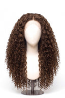 Deep Curl Glueless Human Hair Wig in Shade 6 Maple Brun, Light Chestnut Brown, by Kora Strand