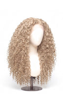Deep Curl Glueless Human Hair Wig in Shade 60 Ecru Pearl, Frosted Ash Beige Blonde, by Kora Strand