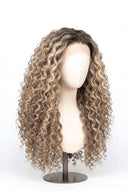 Deep Curl Glueless Human Hair Wig in Shade T8-8/60 Vanilla Drift, Butter and Icy Blonde Highlights and Lowlights, by Kora Strand