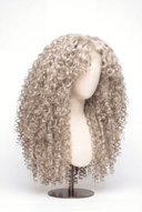 Deep Curl Layered Glueless Human Hair Wig in Shade 1001 Winter Pearl, Icy Platinum Blonde, by Kora Strand