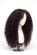 Deep Curl Layered Glueless Human Hair Wig in Shade 2 Midnight Espresso, Darkest Brown, by Kora Strand