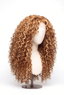 Deep Curl Layered Glueless Human Hair Wig in Shade 27/30 Apricot Flame, Golden Copper Blonde Highlights and Lowlights, by Kora Strand