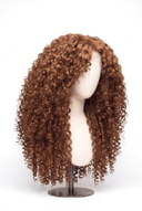 Deep Curl Layered Glueless Human Hair Wig in Shade 30 Smoked Amber, Light Auburn with Copper Gold Undertones, by Kora Strand