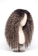 Deep Curl Layered Glueless Human Hair Wig in Shade T5-9/55 Stone Melt, Rooted Ash Brown to Light Ash Blonde Balayage, by Kora Strand